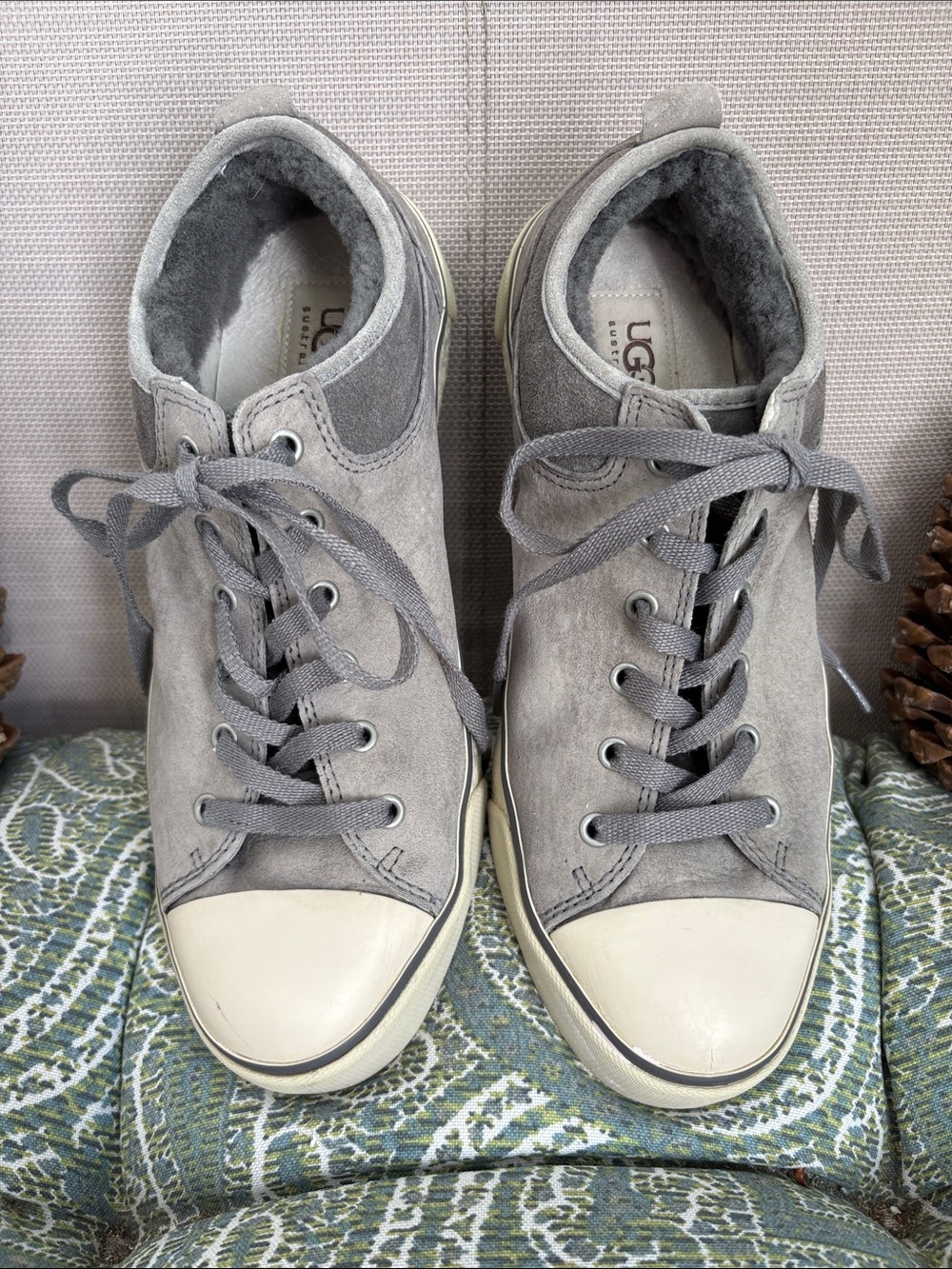 UGG Gray Suede High-Top Lace Sneakers